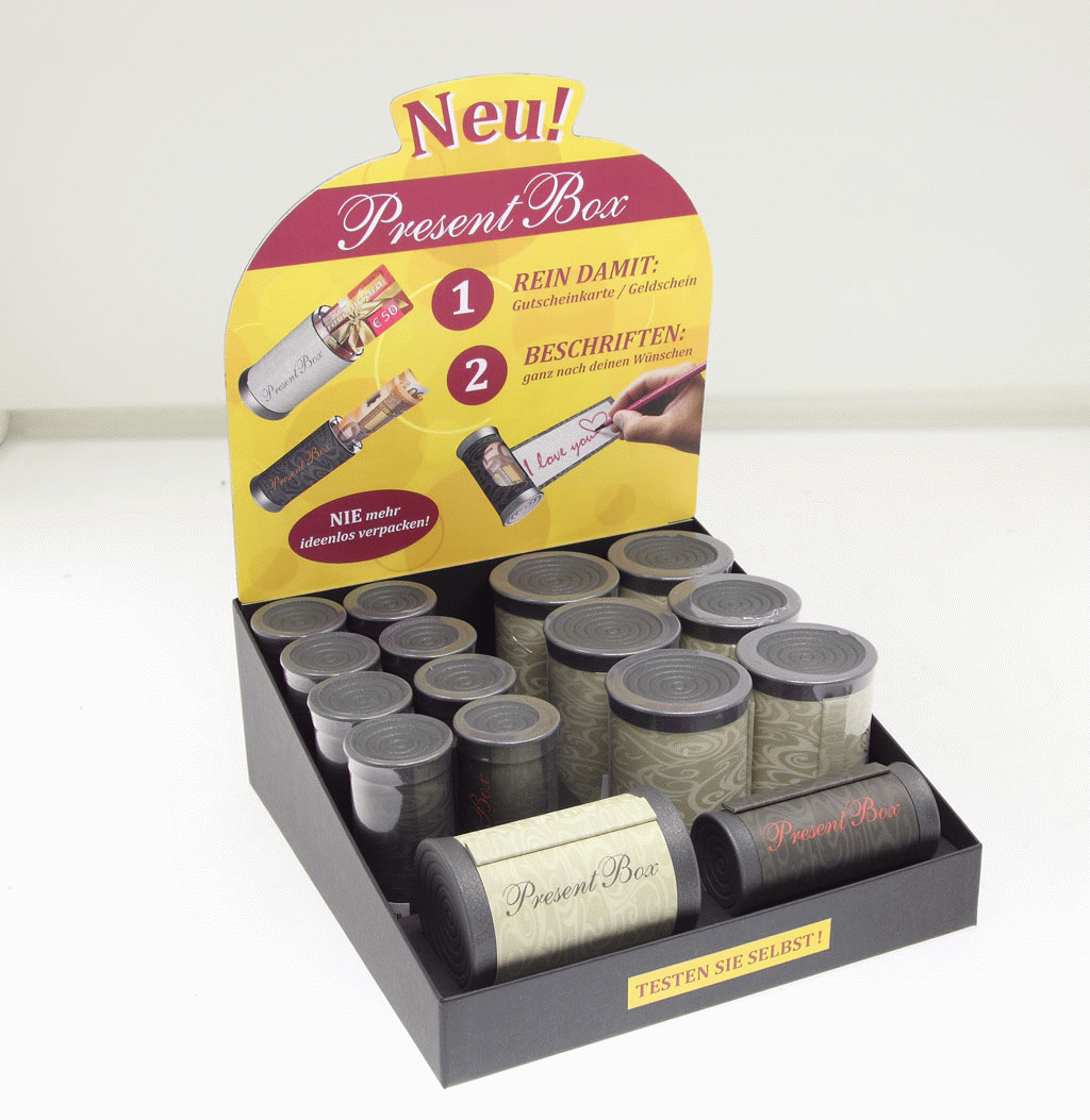 Boîte cadeau avec présentoir équipée