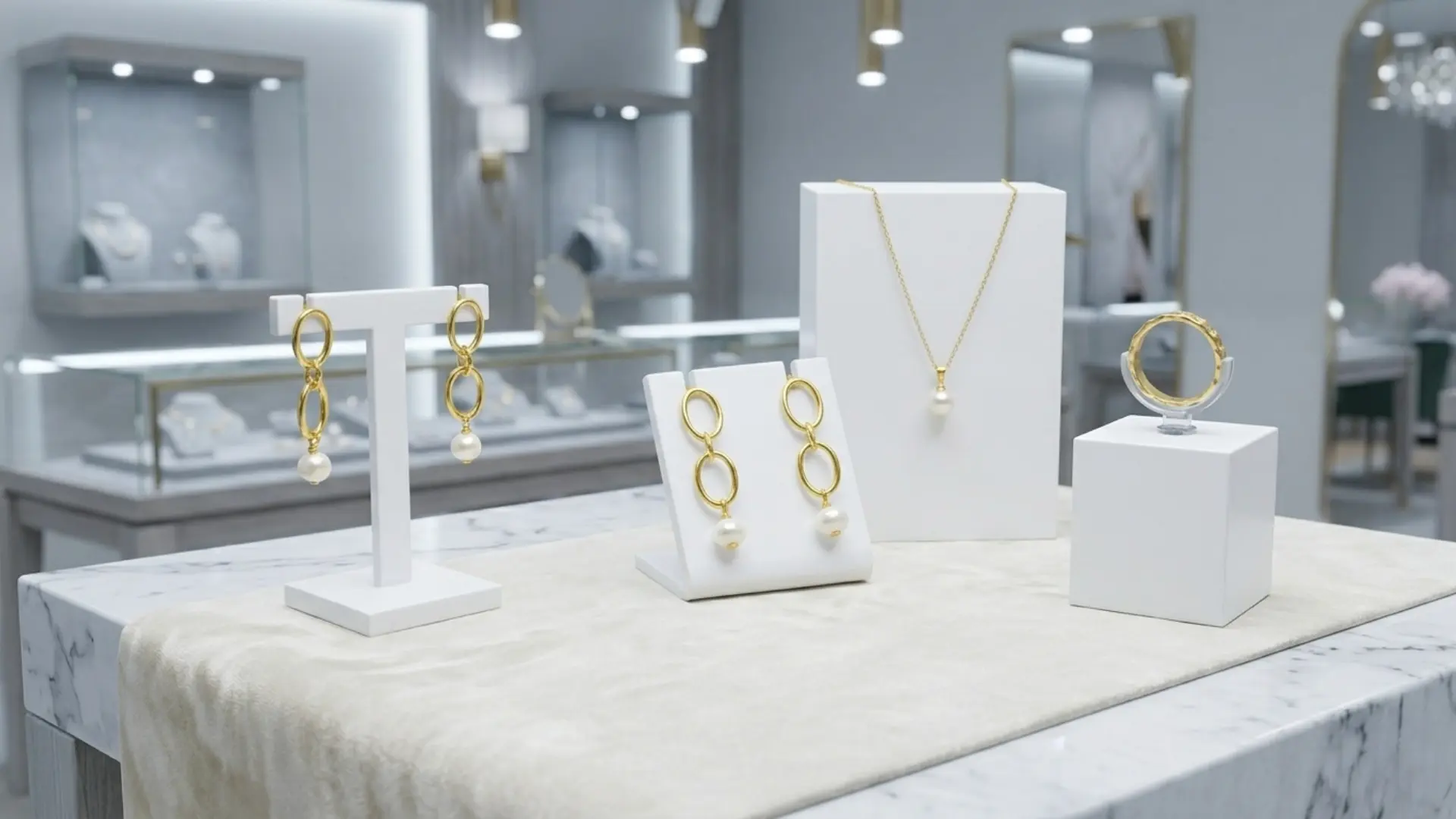 Présentoirs à bijoux de couleur blanche