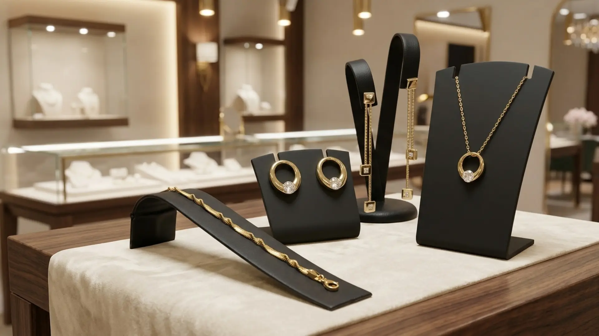 Présentoirs à bijoux de couleur noire