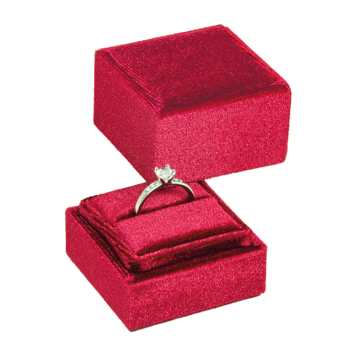 Étui à bague à revêtement velours rouge